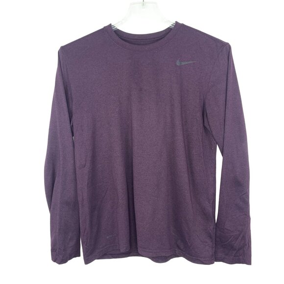 Nike Womens M Dri-Fit Athletic Top Long Sleeve Layering Piece Purple Crew Neck - Picture 1 of 10
